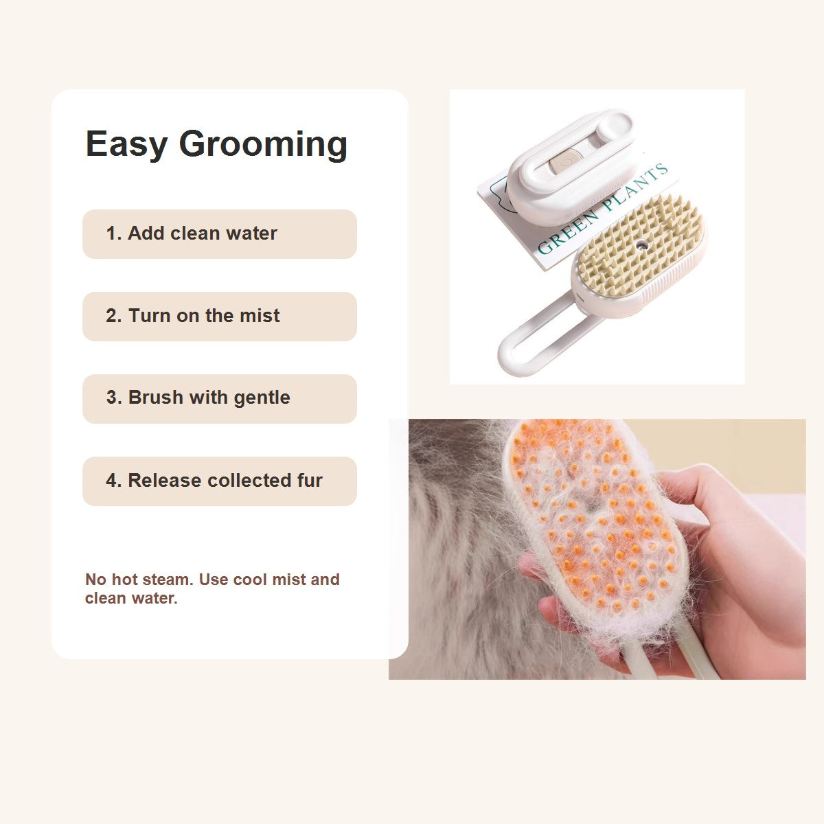 How to use FurEase pet mist grooming brush