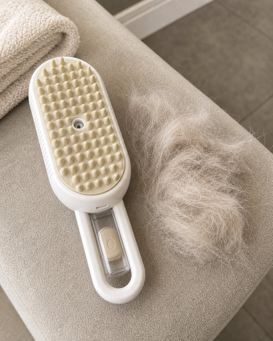 Loose pet fur collected after using FurEase grooming brush